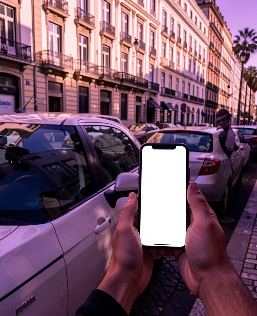 Persona usando una aplicación de carsharing en una calle de Buenos Aires