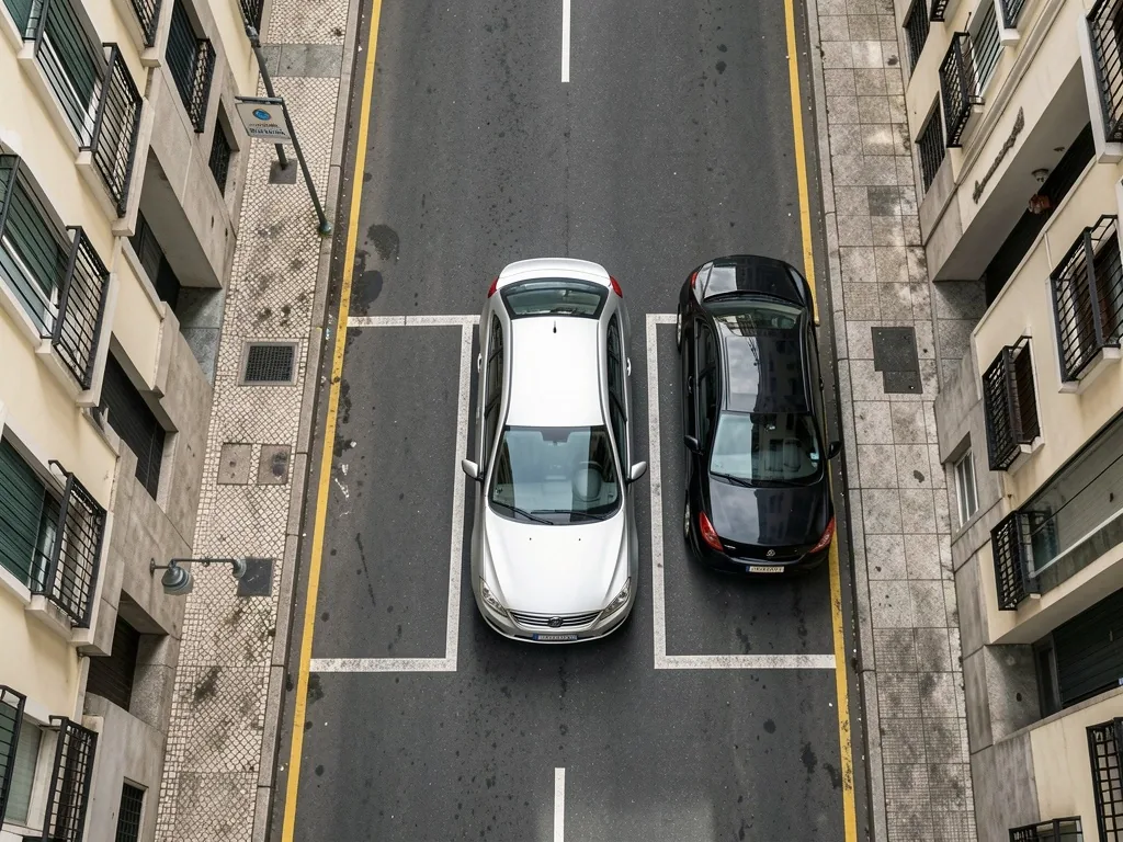 Auto compartido estacionado en espacio medido de la vía pública