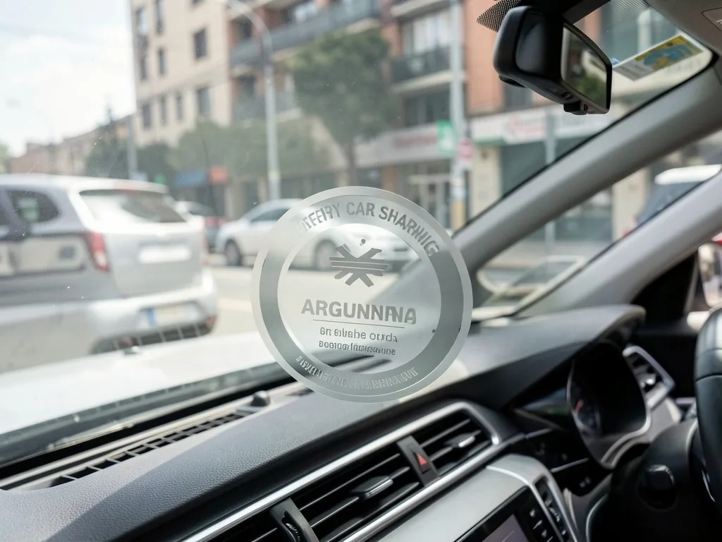Oblea de VTV visible en el parabrisas de un auto compartido